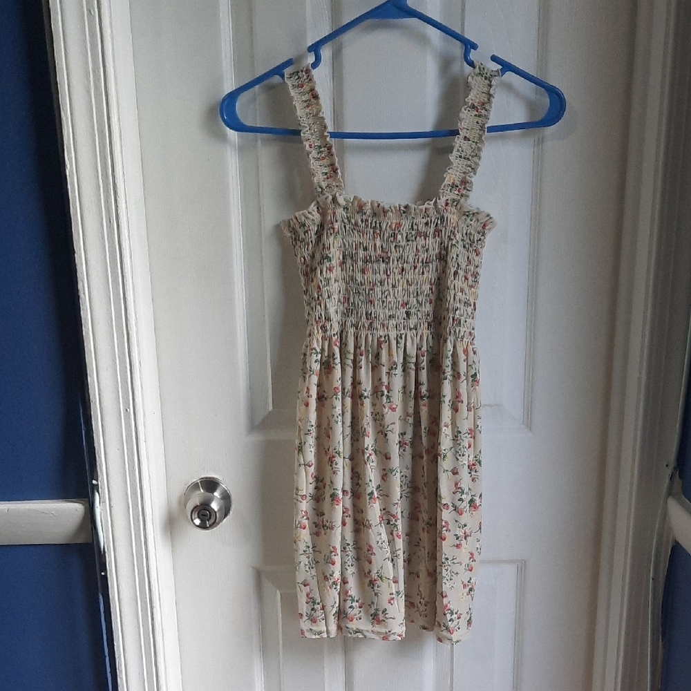 Tan Smocked Sleeveless Blouse with Square Neck